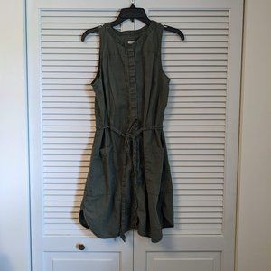 Green Shift Dress with Belt Cinch